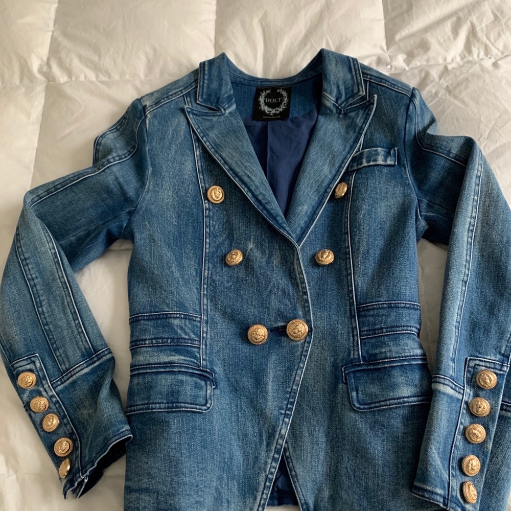 Denim Double-Breasted Blazer